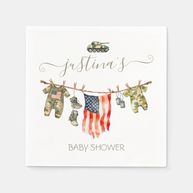 Serviette En Papier Baby shower du drapeau américain de l'armée (Devant)