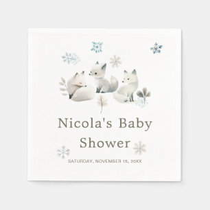 Serviette En Papier Baby shower du loup arctique d'hiver