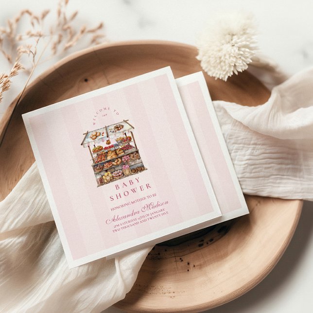 Serviette En Papier Baby shower du marché des agriculteurs roses (Créateur téléchargé)