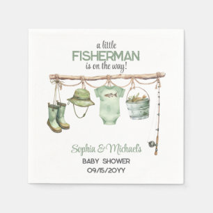 Serviette En Papier Baby Shower du Petit Pêcheur Vert