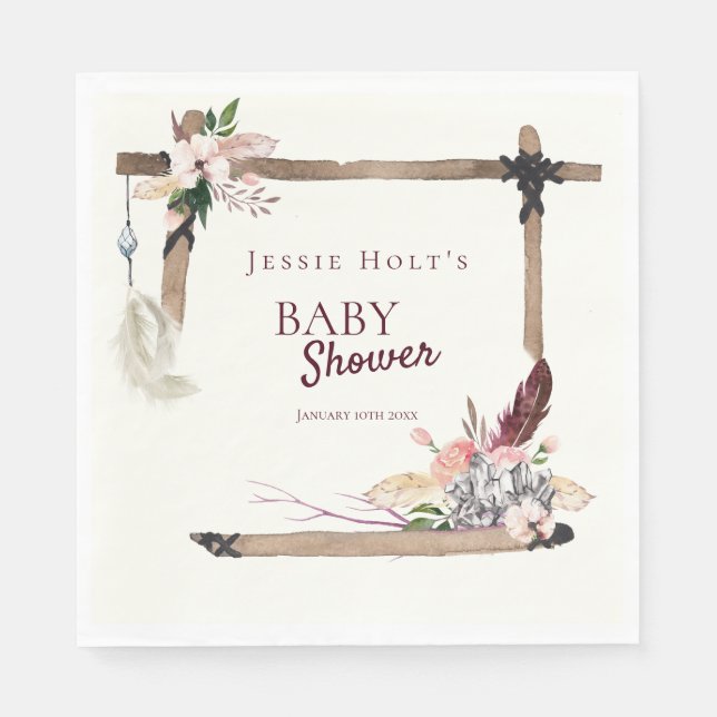 Serviette En Papier Baby shower du sud-ouest de Boho (Devant)