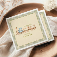 Baby shower du train Watercolor vert