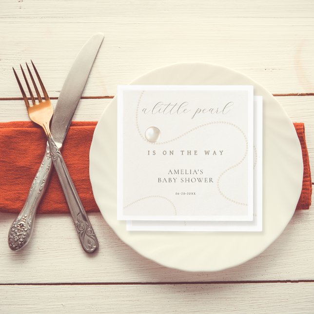 Serviette En Papier Baby shower élégant classique Pearl (Créateur téléchargé)