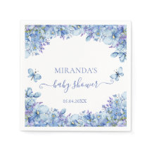 Baby-Shower Élégant Fleurs Aquarelle Bleue