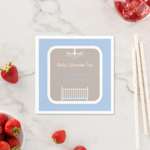 Serviette En Papier Baby Shower Élégant Lustre Bleu