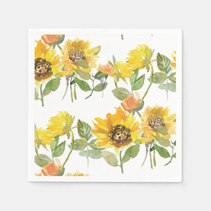 Serviette En Papier Baby Shower Élégant Tournesol Jaune Soleil Abeille