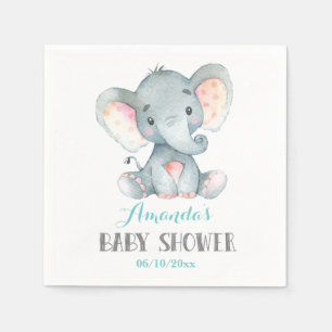 Serviette En Papier Baby shower éléphant Aqua Napkins