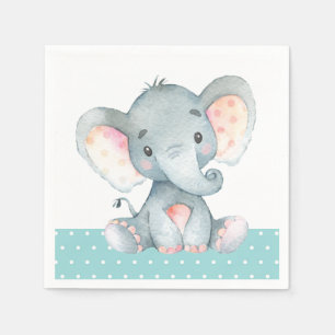 Serviette En Papier Baby shower éléphant Aqua Turquoise Turquoise serv