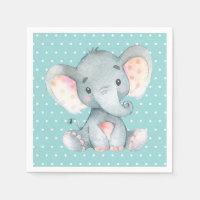 Baby shower éléphant Aqua Turquoise Turquoise serv