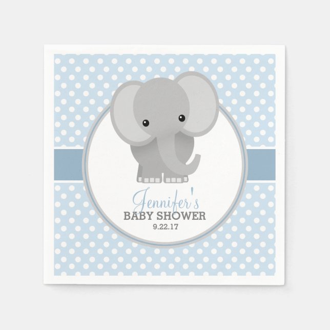 Serviette En Papier Baby shower Eléphant bébé (bleu) (Devant)
