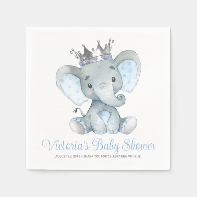 Serviette En Papier Baby shower éléphant bébé personnalisé (Devant)