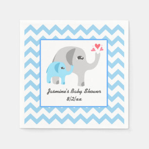 Serviette En Papier Baby shower éléphant bleu et blanc