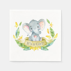 Serviette En Papier Baby shower Eléphant fille serviettes jaunes