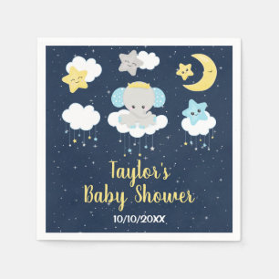 Serviette En Papier Baby Shower Eléphant Jaune et Nuit