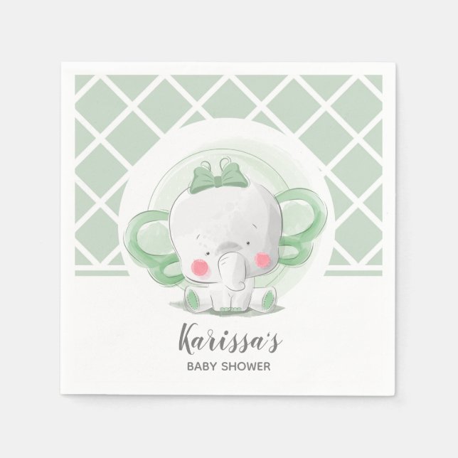 Serviette En Papier Baby shower éléphant Neutral (Devant)