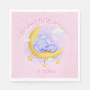 Serviette En Papier Baby shower éléphant pour une fille en rose