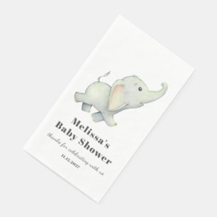 Serviette En Papier Baby Shower Éléphant Thème Neutre Personnalisé