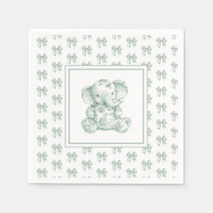Serviette En Papier Baby shower Eléphant Toile Verte