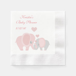 Serviette En Papier Baby shower, Eléphants roses mignons