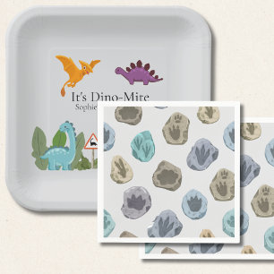 Serviette En Papier Baby Shower Empreinte de Dinosaures 
