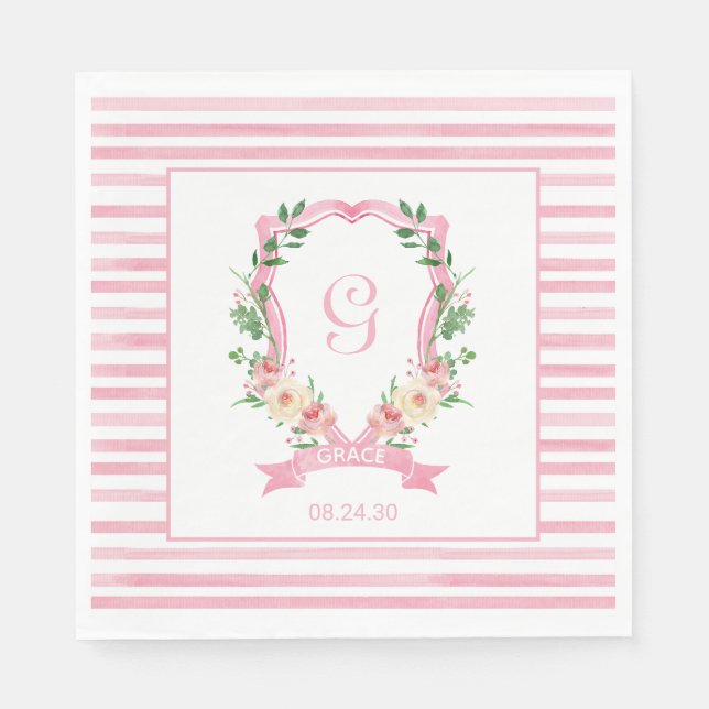 Serviette En Papier Baby shower en crête rose (Devant)
