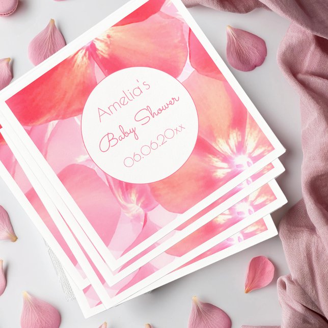 Serviette En Papier Baby shower en fleurs roses (Pretty pink baby shower inspiration)