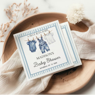 Serviette En Papier Baby-shower en jean denim