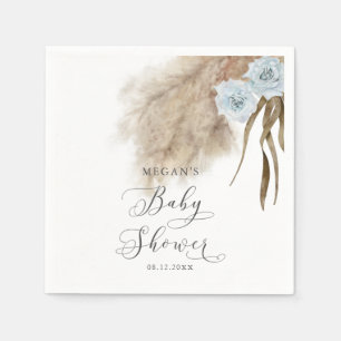 Serviette En Papier Baby shower en laiton de la Pampas Bleue Bohème