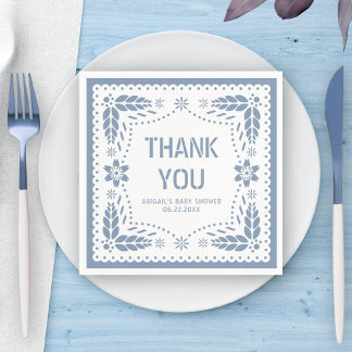 Serviette En Papier Baby shower en Merci de picado bleu foncé