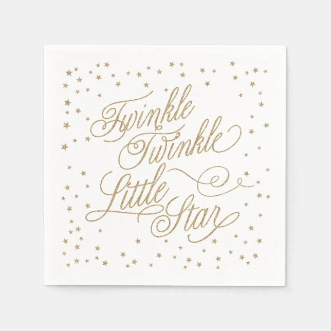 Serviette En Papier Baby shower en or Twinkle Little Star (Devant)