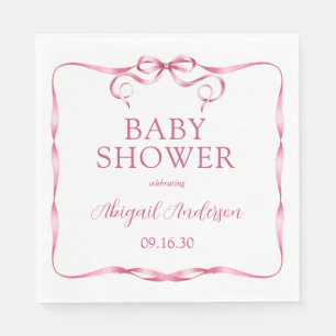 Serviette En Papier Baby shower en ruban rose aquarelle