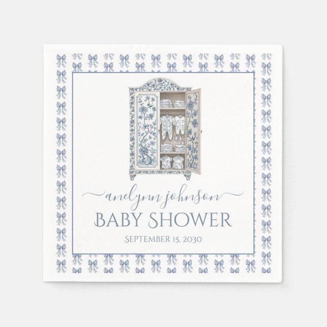 Serviette En Papier Baby shower en toile bleue (Devant)
