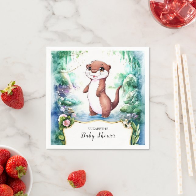 Serviette En Papier Baby shower Enchanted Otter (En situation)
