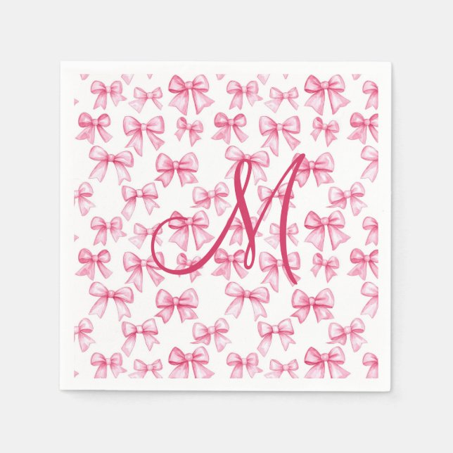 Serviette En Papier Baby Shower esthétique coquette avec nœud rose et  (Devant)