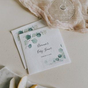 Serviette En Papier Baby shower Été Vert Eucalyptus Foliage