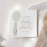 Serviette En Papier Baby shower Eucalyptus à Ballotte verte Sage<br><div class="desc">Ajoutez une touche finale à votre baby shower avec ces serviettes,  avec ballon d'aquarelle et eucalyptus à typographie dorée.</div>