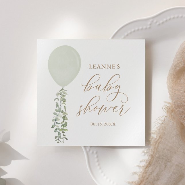 Serviette En Papier Baby shower Eucalyptus à Ballotte verte Sage (Créateur téléchargé)