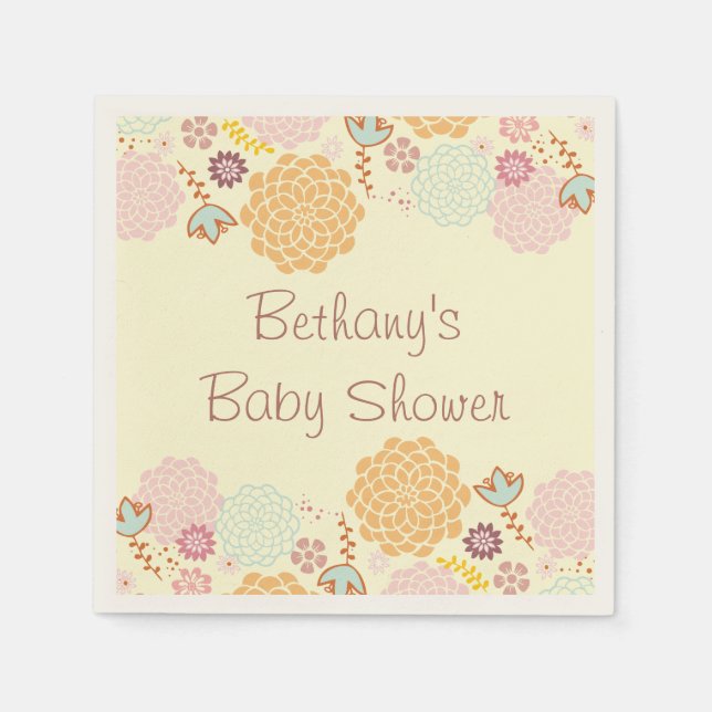 Serviette En Papier Baby shower Fancy Floral Moderne (Devant)