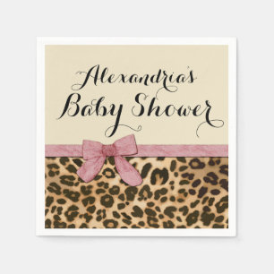 Serviette En Papier Baby shower Fancy Leopard Rose Bow Girl
