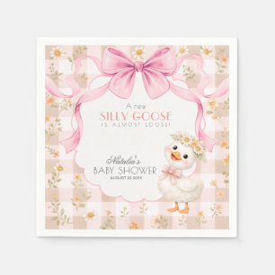 Serviette En Papier Baby Shower Fantaisiste et Rigolo Rose à Carreaux