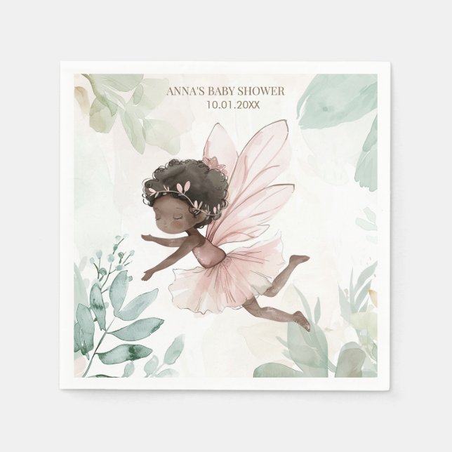 Serviette En Papier Baby shower Fée Noire (Devant)