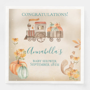 Serviette En Papier Baby shower ferroviaire d'automne de l'Aquarelle C
