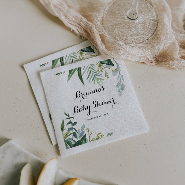 Serviette En Papier Baby shower Feuille tropical élégant (Créateur téléchargé)