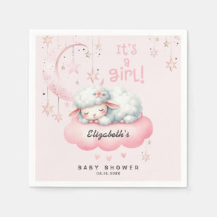 Serviette En Papier Baby shower fille agneau rose