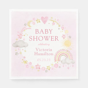 Serviette En Papier Baby Shower Fille Arc-en-Ciel Aquarelle