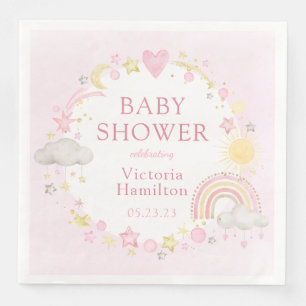 Serviette En Papier Baby Shower Fille Arc-en-Ciel Aquarelle