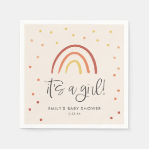 Serviette En Papier Baby shower Fille Arc-en-ciel rose pâle