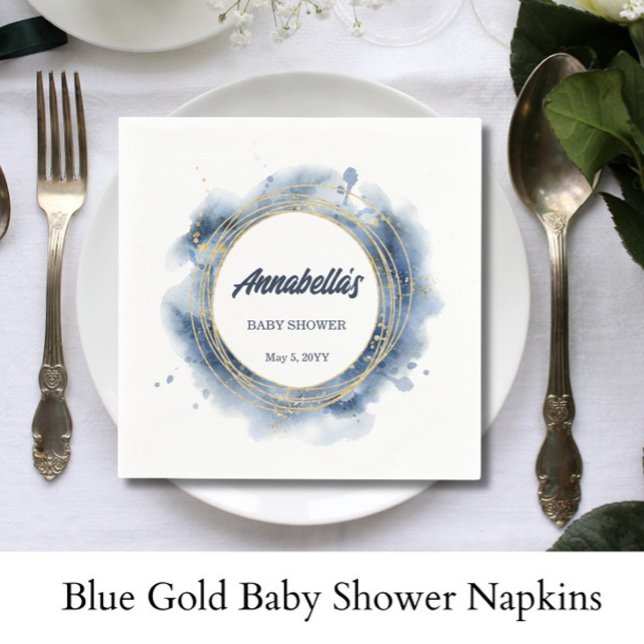 Serviette En Papier Baby-Shower Fille Bleu  (Créateur téléchargé)