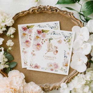 Serviette En Papier Baby Shower Fille Bohème Fleur Sauvage