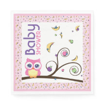 Baby Shower Fille Chouette Rose Lune Céleste Étoil